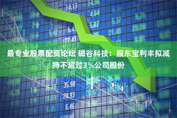 最专业股票配资论坛 磁谷科技：股东宝利丰拟减持不超过3%公司股份